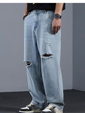 wild fable Light Wash Distressed Relaxed Men’s Jeans